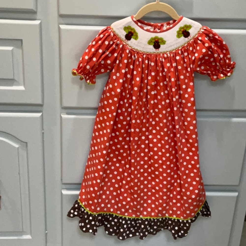 Babeeni 5T girls smocked turkey dress